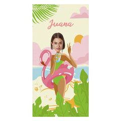 Lofaris Custom Flamingo Seaside Beach Photo Towel