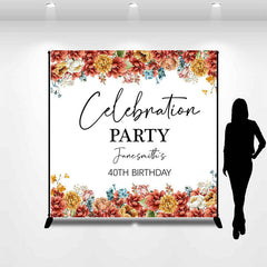 Lofaris Custom Floral Celebration 40th Birthday Backdrop