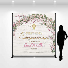 Lofaris Custom Floral First Holy Communion Baptism Backdrop