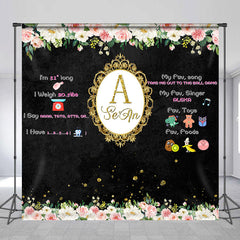 Lofaris Custom Flower Black Royal Birthday Photo Backdrop