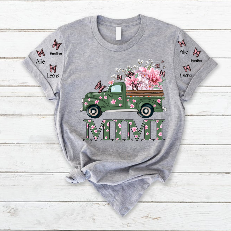 Lofaris Custom Flower Green Truck Mimi Butterfly Kids T-Shirt