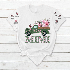 Lofaris Custom Flower Green Truck Mimi Butterfly Kids T-Shirt