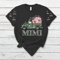 Lofaris Custom Flower Green Truck Mimi Butterfly Kids T-Shirt