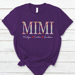 Lofaris Custom Flower Mimi Font Kids Mothers Day T-Shirt