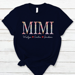 Lofaris Custom Flower Mimi Font Kids Mothers Day T-Shirt