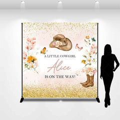 Lofaris Custom Flowers Cowgirl Glitter Baby Shower Backdrop