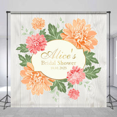 Lofaris Custom Flowers Wood Texture Bridal Shower Backdrop