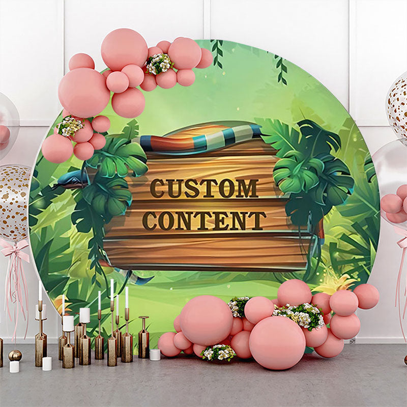 Lofaris Custom Forest Wood Plank Round Birthday Backdrop