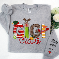 Lofaris Custom Gigi Claus And Grandkids Christmas Sweatshirt