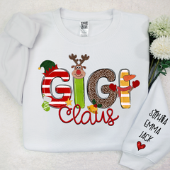 Lofaris Custom Gigi Claus And Grandkids Christmas Sweatshirt