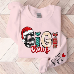 Lofaris Custom Gigi Claus Christmas Grandkid Name Sweatshirt