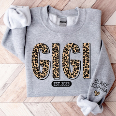 Lofaris Custom Gigi Est And Grandkid Leopard Sweatshirt