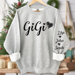 Lofaris Custom Gigi Heart With Grandkids Name Sweatshirt