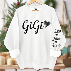 Lofaris Custom Gigi Heart With Grandkids Name Sweatshirt