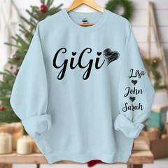 Lofaris Custom Gigi Heart With Grandkids Name Sweatshirt