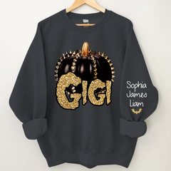 Lofaris Custom Gigi Pumpkin Glitter Kids Halloween Sweatshirt