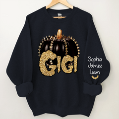 Lofaris Custom Gigi Pumpkin Glitter Kids Halloween Sweatshirt