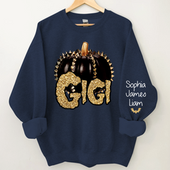 Lofaris Custom Gigi Pumpkin Glitter Kids Halloween Sweatshirt