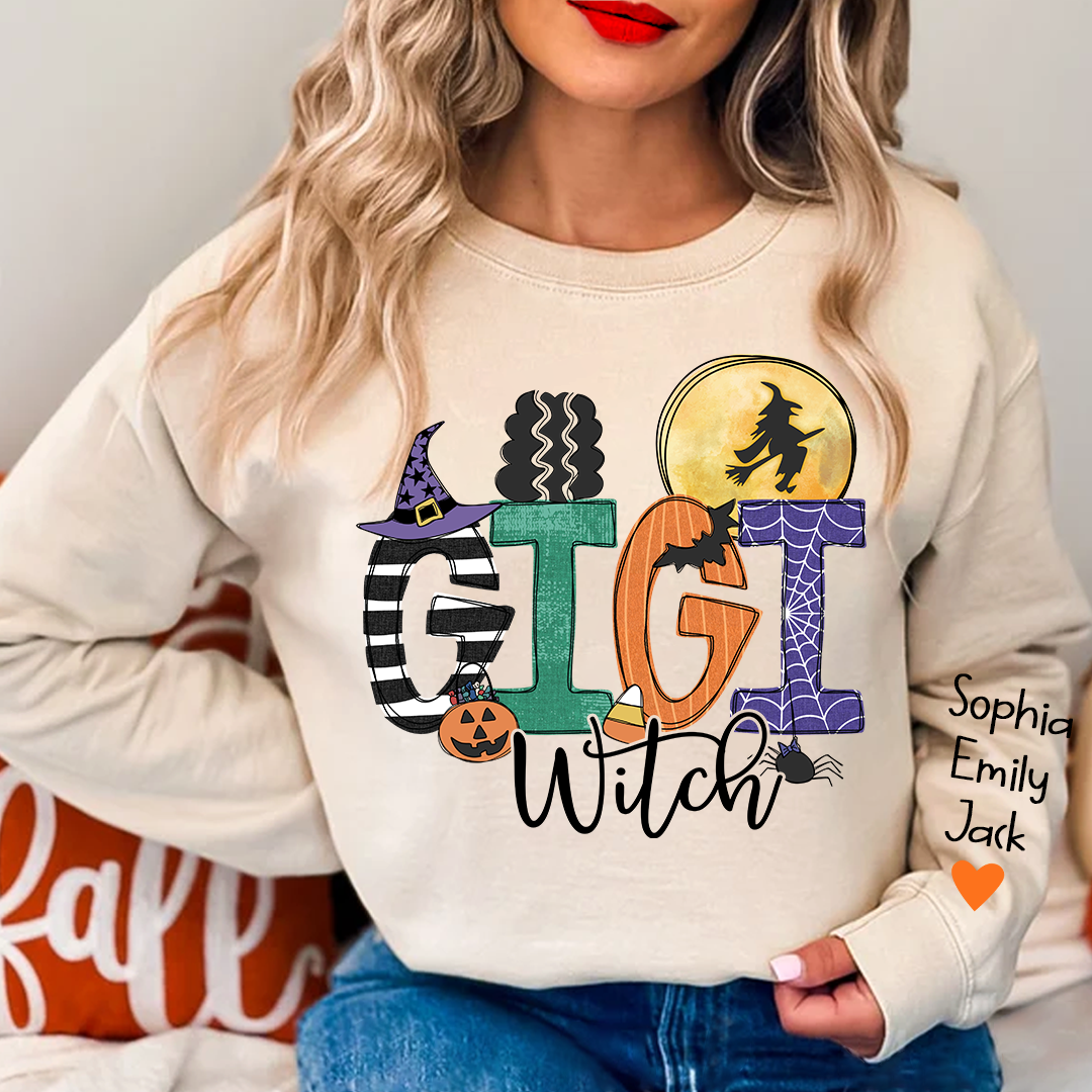 Lofaris Custom Gigi Witch Halloween And Grandkids Sweatshirt