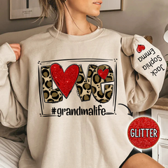 Lofaris Custom Glitter Love Grandmalife Leopard Sweatshirt