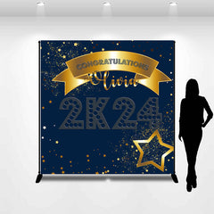 Lofaris Custom Glitter Navy Blue Graduation Party Backdrop