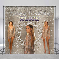 Lofaris Custom Glitter Sliver Diamond Birthday Backdrop