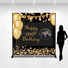 Lofaris Custom Gold Balloons Bokeh 100th Birthday Backdrop