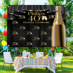 Lofaris Custom Gold Champagne Repeat 40th Birthday Backdrop