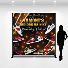 Lofaris Custom Gold Glitter Sneakers Shoes Birthday Backdrop