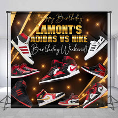 Lofaris Custom Gold Glitter Sneakers Shoes Birthday Backdrop