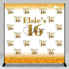 Lofaris Custom Golden Bokeh Repeat 16th Birthday Backdrop