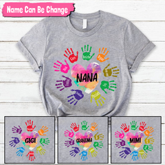 Lofaris Custom Grandma And Kids Heart Colorful Hands T - Shirt