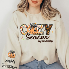 Lofaris Custom Grandma Autumn Pumpkin Cozy Season Sweatshirt