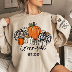 Lofaris Custom Grandma Est Colorful Pumpkins Sweatshirt