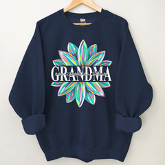 Lofaris Custom Grandma Flower Color And Grandkids Sweatshirt