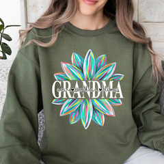 Lofaris Custom Grandma Flower Color And Grandkids Sweatshirt