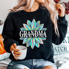 Lofaris Custom Grandma Flower Color And Grandkids Sweatshirt