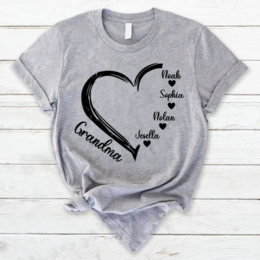 Lofaris Custom Grandma Kids Hearts Mothers Day T-Shirt