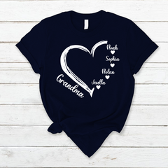 Lofaris Custom Grandma Kids Hearts Mothers Day T-Shirt