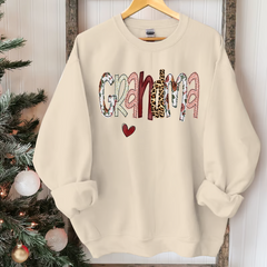 Lofaris Custom Grandma Leopard Pattern Heart Kids Sweatshirt