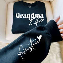 Lofaris Custom Grandma Life And Heart Kid Name Sweatshirt