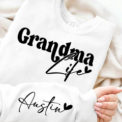 Lofaris Custom Grandma Life And Heart Kid Name Sweatshirt