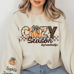 Lofaris Custom Grandma Life Pumpkin Cozy Season Sweatshirt