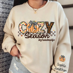 Lofaris Custom Grandma Life Pumpkin Cozy Season Sweatshirt