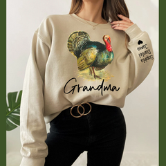 Lofaris Turkey Thankgiving Grandma and Kids Custom Name CTH01 Sweatshirt