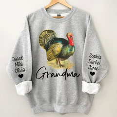 Lofaris Turkey Thankgiving Grandma and Kids Custom Name CTH01 Sweatshirt