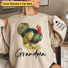 Lofaris Turkey Thankgiving Grandma and Kids Custom Name CTH01 Sweatshirt