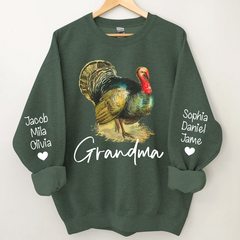 Lofaris Turkey Thankgiving Grandma and Kids Custom Name CTH01 Sweatshirt