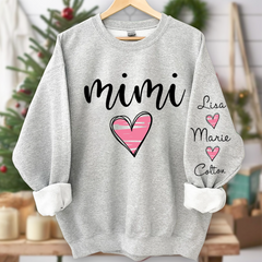 Lofaris Custom Grandma Mimi Pink Heart Grandkids Sweatshirt