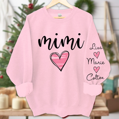 Lofaris Custom Grandma Mimi Pink Heart Grandkids Sweatshirt